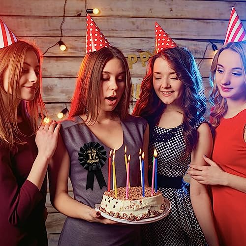 Black It's My 17th Birthday Tinplate Badge Pin, Happy 17th Birthday Boys and Girls Award Ribbon Party Decorations Sign4
