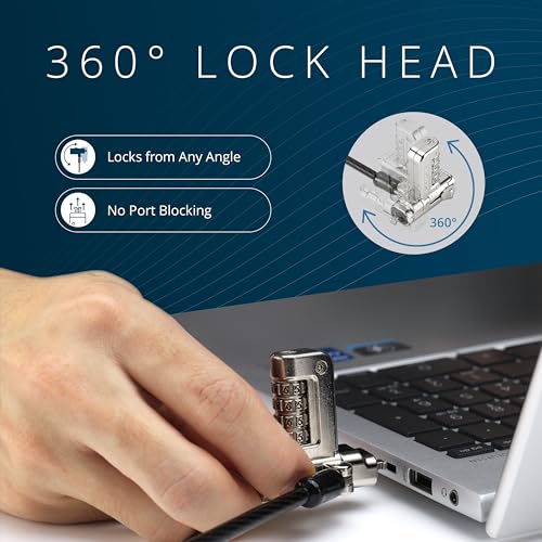 Image of Kensington Universal 3-in-1 2.0 Combination Laptop Lock, fits T-bar, Nano, N17, Wedge-shaped Lock Types, 6-foot Computer Security Locking Cable, Compatible with Dell, HP, Lenovo - Resettable, K63394WW