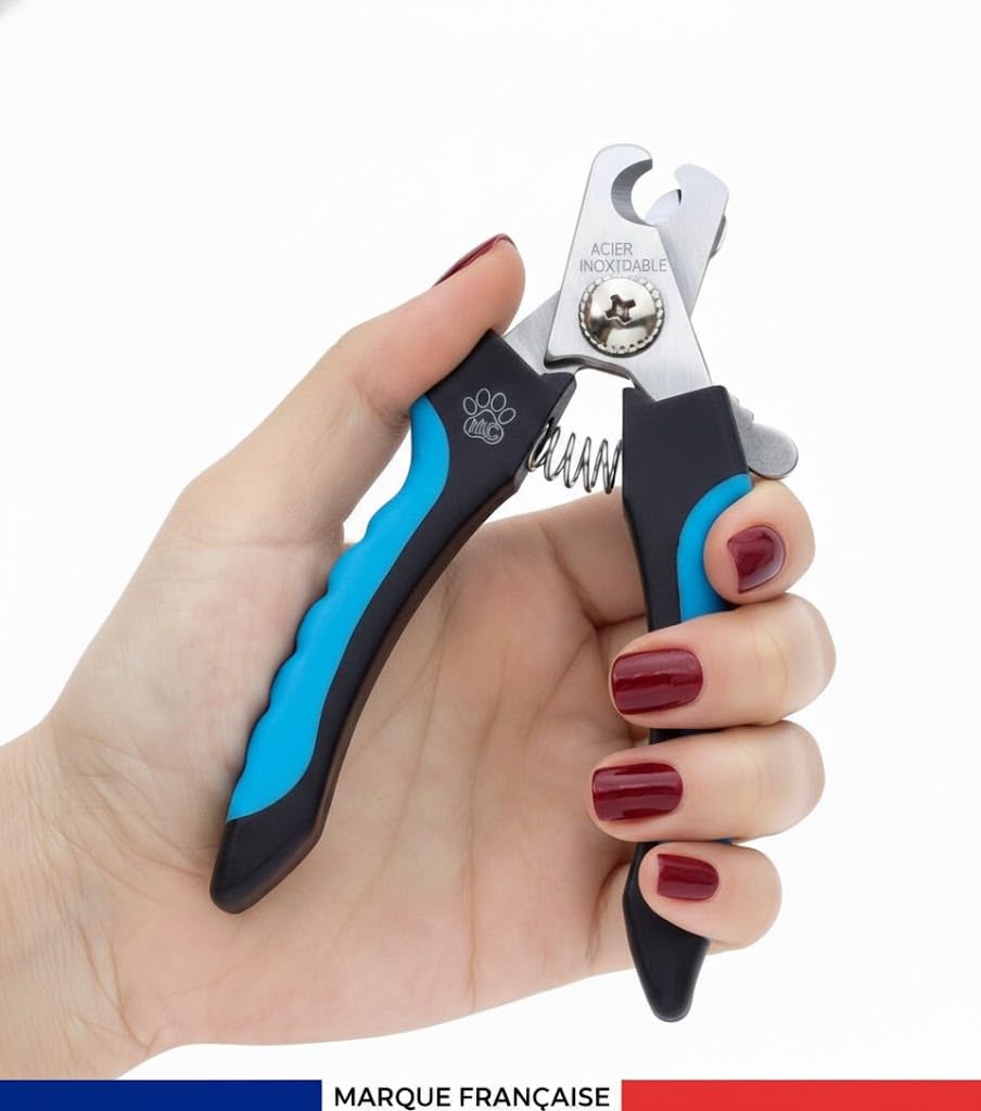 Coupe-Griffes Chien Chat Lapin Silencieux avec Lime à Ongles Incluse - Mécanisme à Ressort - Acier Inoxydable Antirouille - Marque Française Petits & Grands Animaux