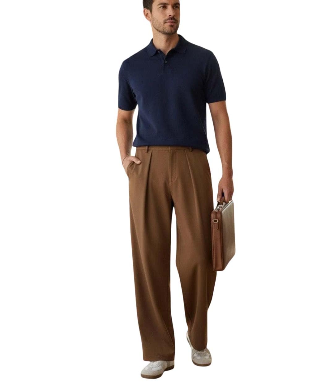 Men’s Korean Style Loose Fit Trousers | High Waist Pleated Casual Pants | Straight Leg Smart Formal & Streetwear Bottom Wear for Men-image-31