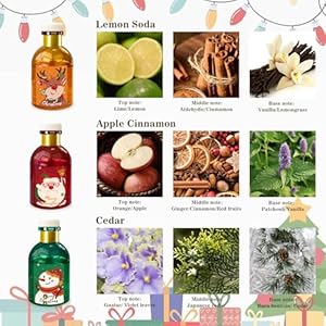 LA BELLEFÉE Christmas Reed Diffuser, 3 Packs Reed Diffuser with 18 Sticks, Essential Oil Diffuser for Home Bathroom Home Décor, Each 1.7Fl Oz, Total 5.1 Fl Oz, Cedar, Apple Cinnamon, Lemon Soda LA BELLEFEE Christmas Reed Diffuser 3 Packs Reed Diffuser with 18 Sticks Essential Oil Diffuser for Home Bathroom Home Decor Each 17Fl Oz Total 51 Fl Oz Cedar Apple Cinnamon Lemon Soda