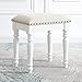 Hocker CJC stołek pod umywalkę, do makijażu, dressing siedzisko fortepianowe z wyściełanym siedziskiem, gumowe drewno, nogi do sypialni, salonu, przedpokoju (kolor: Linen Fabric A)