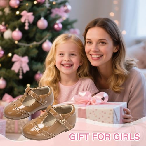 THEE BRON Mary Jane Shoes for Girls T-Strap Toddler Flats Patent Leather with Crafted Legacy4