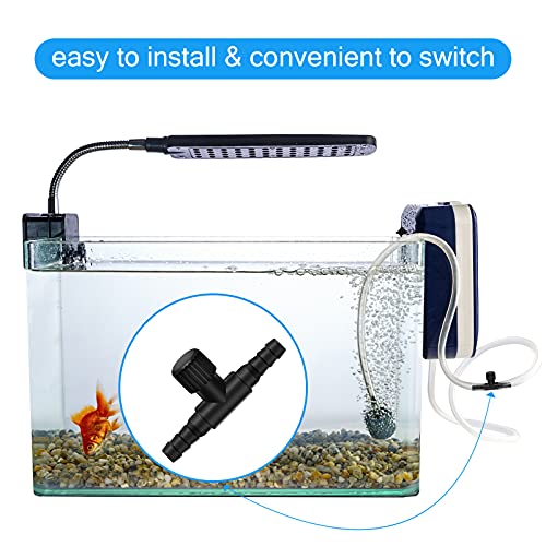Image of Honoson 30 Pieces Aquarium Air Control Valve T Shaped Air Pump Control Valves Single Way Plastic Flow Regulator for 4 mm Hose Line Tubing Connector(Black)