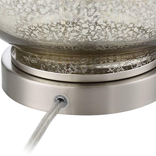360 Lighting Albert Modern Table Lamp 24 3/4" High Mercury Glass Silver Gourd Oatmeal Tapered Drum Shade Decor For Bedroom Living Room House Home Bedside Nightstand Office Kids Family #TOP5