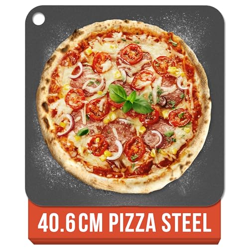 Chef Pomodoro Pizza Steel for Oven 16 Inch 1/4 Inch Thick Baking Steel for Oven Grill Sourdough Bread Baking Stone for Oven with Lifting Holes 16 X 16 (40.6 x 40.6 cm)