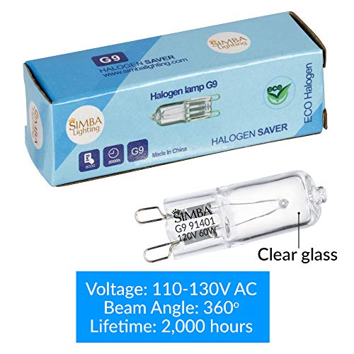 Simba Lighting Halogen Light Bulb G9 T4 60W Jcd Bi-Pin (10 Pack) For Chandeliers, Pendants, Cabinet Lights, Landscape Lights, Desk And Floor Lamps, Wall Sconces, 120V Dimmable, 2700K Warm White #TOP4