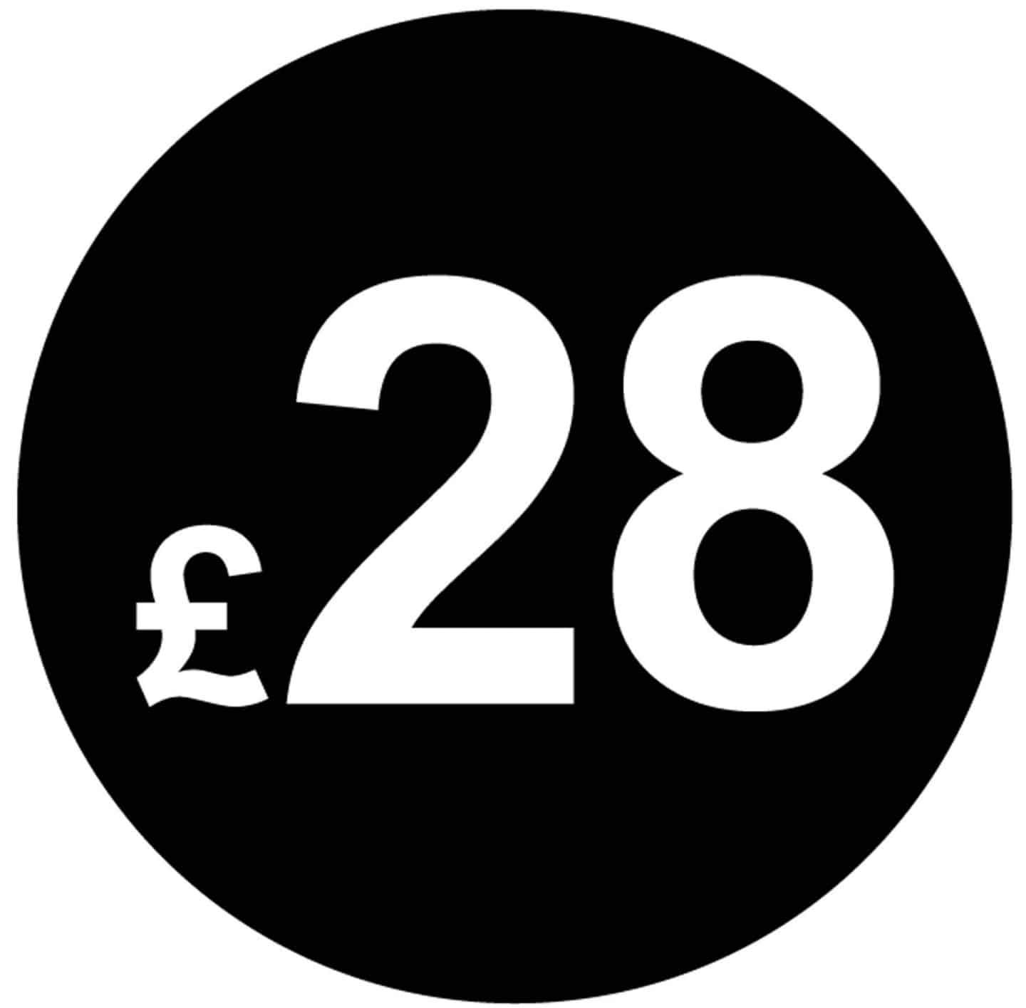 £ Black Price Stickers - 20mm, £28, 2000 — image 1