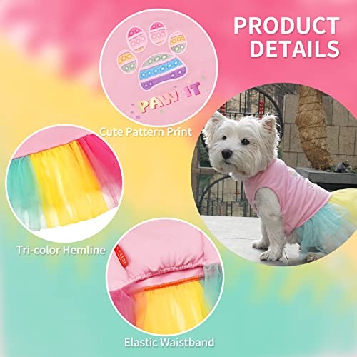 Kyeese Dog Dress Rainbow Tulle Lightweight Dog Dress For Pride Month Small Dogs Doggie Sundress Party Birthday Dog Dress Skirt S #TOP2