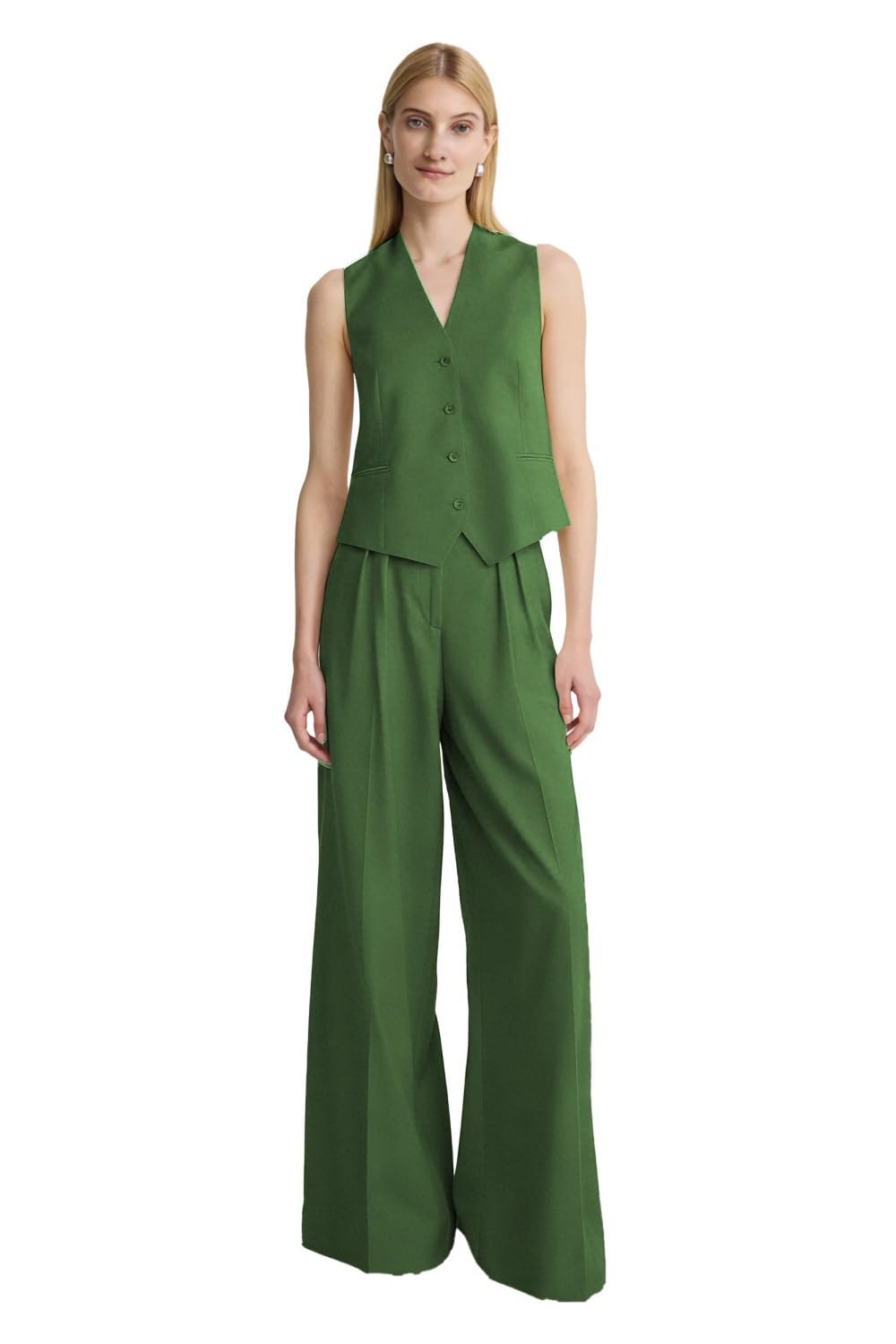 Conjunto de chaleco casual sin mangas para mujer, pantalones largos, trajes de verano elegantes para trajes de boda para mujer