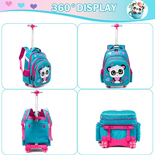 Meetbelify Bowknot Rolling Backpack for Gilrs Backpacks with Wheels Kids Wheeled Suitcase Luggage