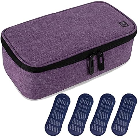 ALLCAMP Diabetic Bag Cool Bag Insulin Bag for Diabetes Syringes Insulin Injection and Medicines + 4 Ice Packs Cover