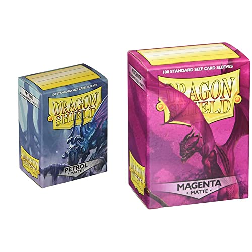 Dragon Shield Deck Protective Sleeves for Gaming Cards, Standard Size (100 Sleeves), Matte Petrol & Matte Sleeves - Magenta(100 ct)