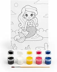 Kit de Pintura Infantil com Tela 20x30cm Tinta Guache e Pincel – Brinquedo Educativo Criativo para Crianças Atividade Artística e Sensorial