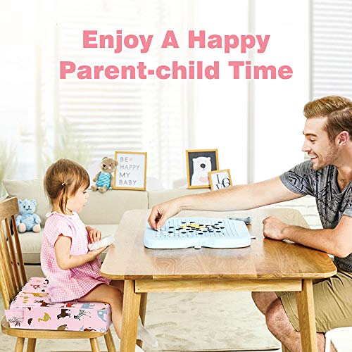 Hoomall Booster Seat for Eating Desk Eating Chair Heightening Cushion Transportable Booster Seat Cushion Double Straps Washable Thick Chair Growing Cushion for Toddler Children (12.4X12.4X3.1 Inches, Pink) 7 51NlpD8VN0L