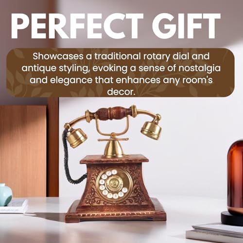 TrenDec-Decorative-Telephone-with-Wooden-Base-Rotary-Dial-Home-and-Office-Telephone-Retro-Antique-Telephone-Showpiece-for-Home-and-Office-Telephone-for-Home-Decor-Non-Working-Telephone