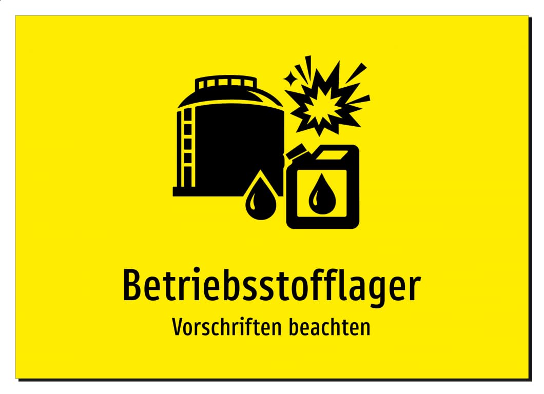 36155-DE-S-06 | Betriebsstofflager - Vorschriften beachten | Aluminiumschild A5, 210 x 148mm | mit Symbolgrafik und Text