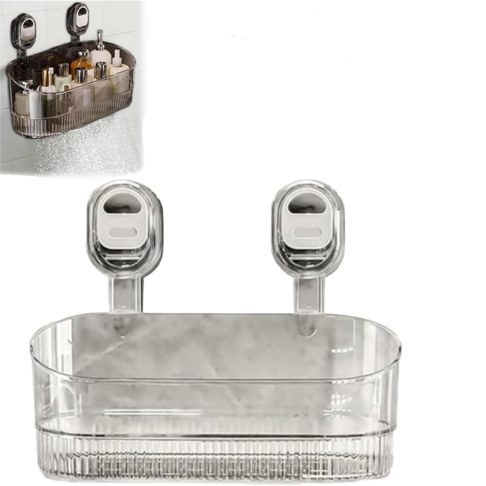 UDSKNV[KSL Large Capacity Suction Storage Box for Bathroom, Kitchen- No-Drill Gray B