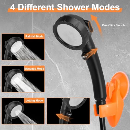 Ducha portátil de camping con rociador para baño, batería recargable de 7800mAh con pantalla digital miniatura 5