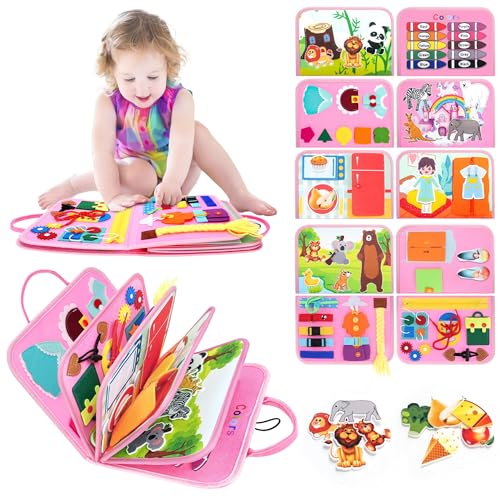 Orubomic 10 in 1 Busy Book, Oversize Montessori Toys for 1-3 Year Old, Busy Board for Girls Birthday, Sensory Toys for Kids with Autism, Mother Day from Toddler