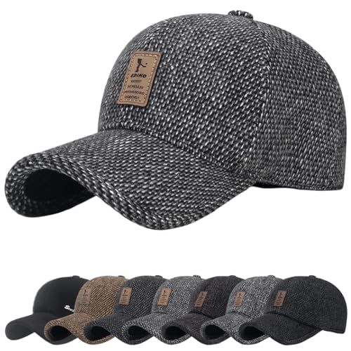 Gorra Hombre Curved Brim Cap de béisbol Protector Con hebilla trasera ajustable Forro Banda Gorra cálido Trampero piloto Sombreros Kent Visera esquí Caza Winter Cadet Trapper