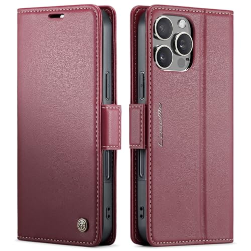 Étui portefeuille iPhone 16 Pro Max anti-piratage RFID avec clapet magnétique