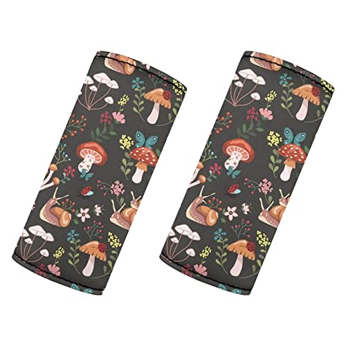DISNIMO Juego de 2 fundas de neopreno para asa de equipaje, diseño de hongos, caracol, fundas de protección, etiquetas de identificación de equipaje, funda de protección para manija de puerta,