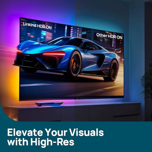 Image of Linkind TV Backlight, HDMI 2.1 Sync Box with AI LumiSync Technology, Supports 8K@60Hz, Cuttable LED Backlights Sync to Screen for 27-90 inch TVs