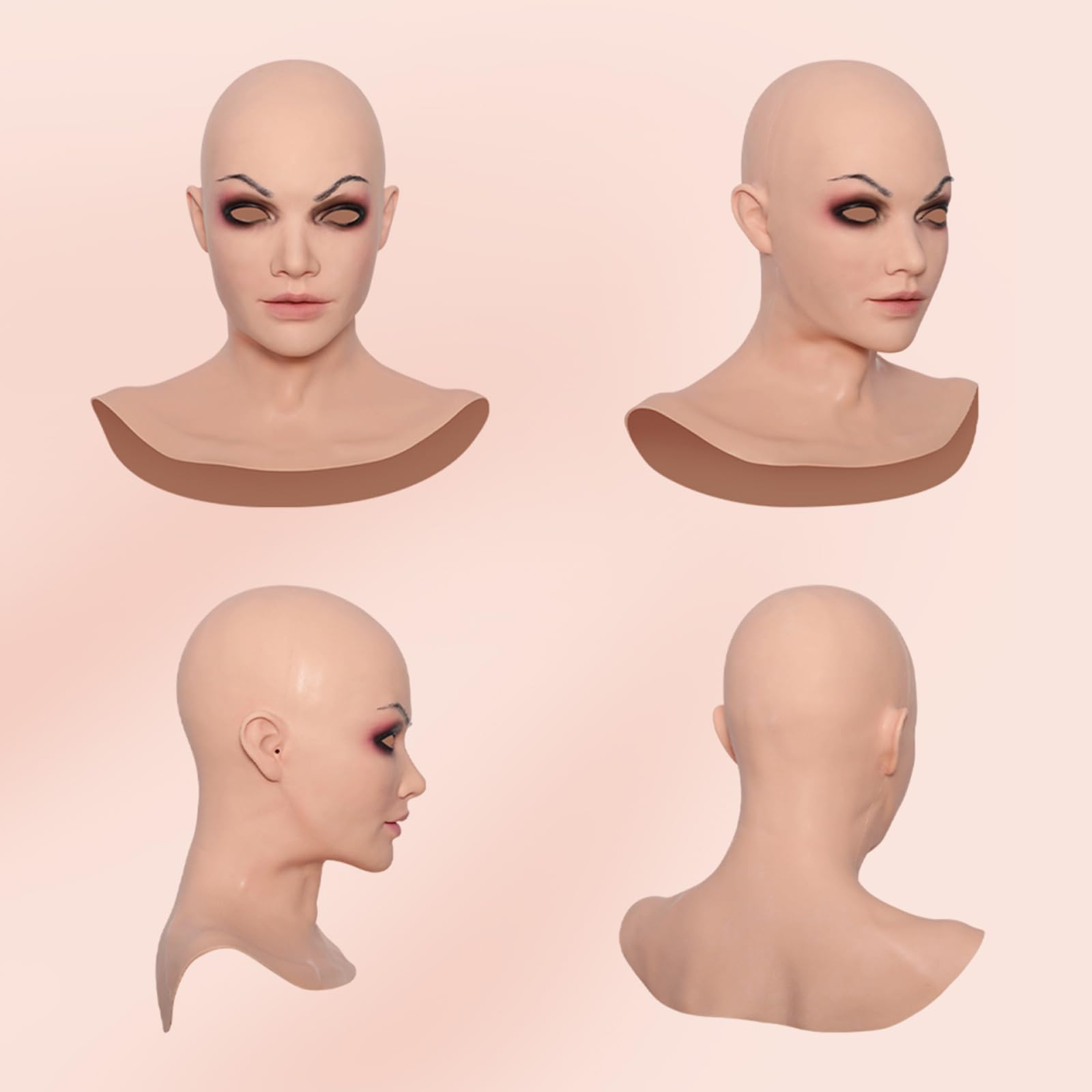 CUAIBB Silicone Head Mask Beatrice Face Mask Realistic Soft Silicone Female Mask for Crossdresser Transgender Halloween Cosplay Drag Queen - Image 2
