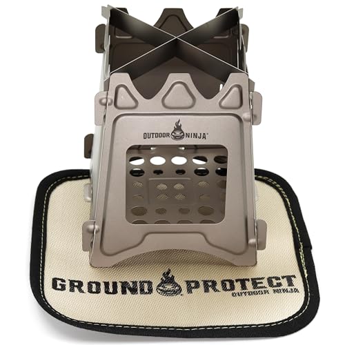Titan Hobo V2 Pro Holzofen mit Spiritusbrenner Einsatz und Bodenschutzmatte. Perfekt für Wandern, Bushkraft, und andere Outdoor Hobby's Ultra leicht, stabil und faltbar inkl. Aufbewahrungsbeutel
