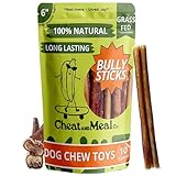 Cheat and Meal Co Bully Sticks for Medium Dogs, (6 Inch, 10 Count), Dog Chew Toy, Long-Lasting, 100% Grass-Fed Beef Pizzle for Medium and Large Dogs - Rawhide-Free