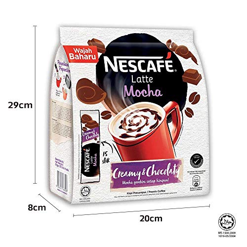 Nescafe 3 In 1 Mocha Coffee Latte - Instant Coffee Packets - Single Serve Flavored Coffee Mix (15 Sticks) #TOP1