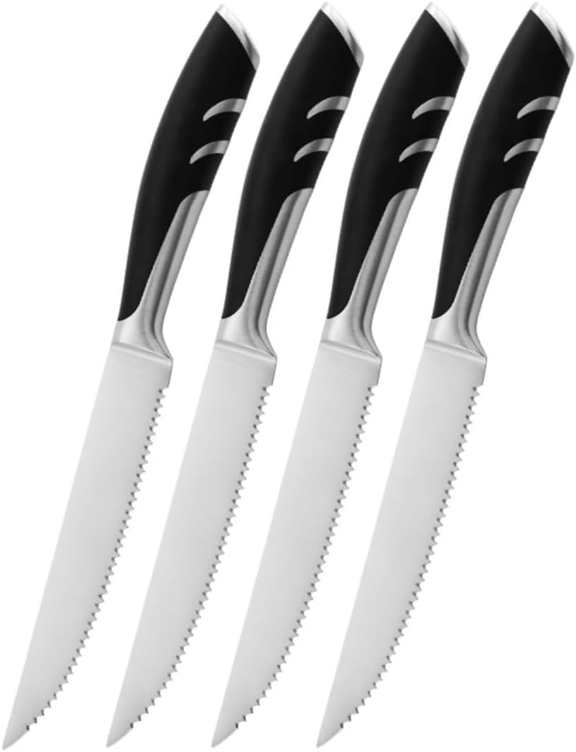 Steak Knives Set of 4,5 Inch Serrated Steak Knives with Ergonomic Handles,High Carbon Stainless Steel Steak Knife Set - Ideal for Table Dinners and Fruit Pairing