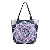 COZYhome Leinen-Handtasche, indisches Ethnisches Mandala-Blumenmuster, große wiederverwendbare Einkaufstasche, Umhängetasche, Geldbörse für Frauen, Arbeit, Schule