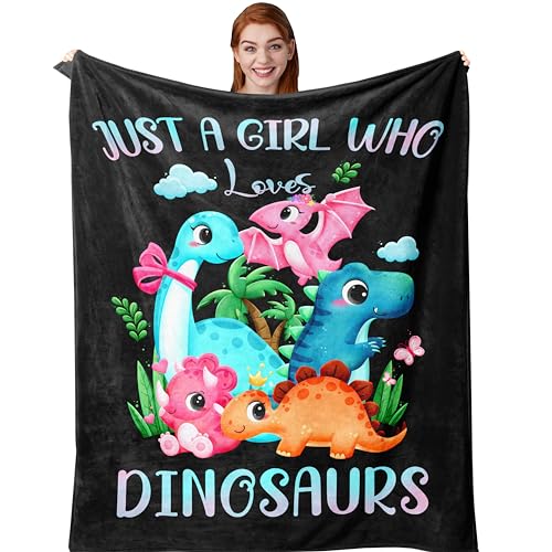 Amonee-YL Dinosaur Blanket, Just A Girl Who Loves Dinosaurs, Dinosaurs Blankets for Girls 40