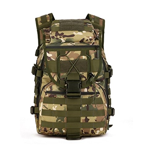 Militaire épaule Sac à Dos 40L Tactique Sac à Dos Molle Assault Pack Sac à Dos Gear Sac étanche pour la Chasse Camping, CP Camouflage Cover