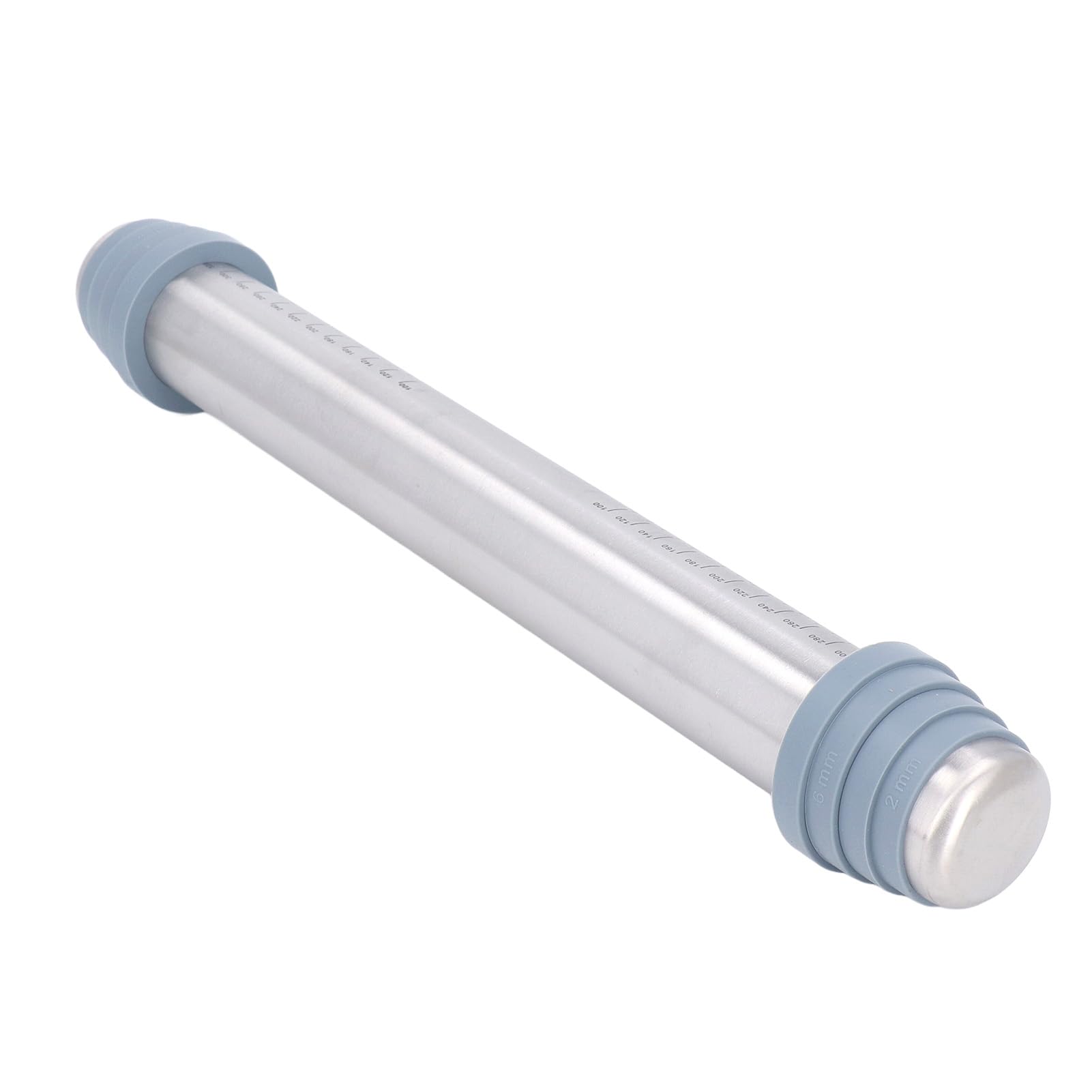 Rodillo de acero inoxidable con 4 anillos guía de silicona, rodillo de masa antiadherente de 16.5 pulgadas para un grosor uniforme, herramienta antideslizante para hornear pasteles y galletas