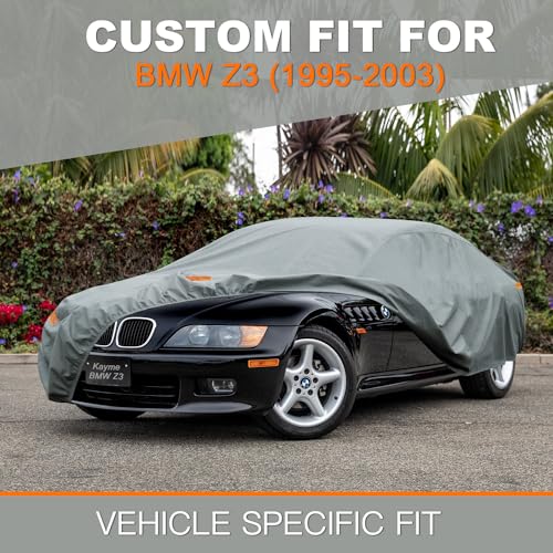 Image of Kayme Heavy Duty Car Cover Custom Fit BMW Z3 Coupe Cabriolet, Waterproof All Weather for Automobiles, Full Exterior Covers Sun Rain UV Protection.