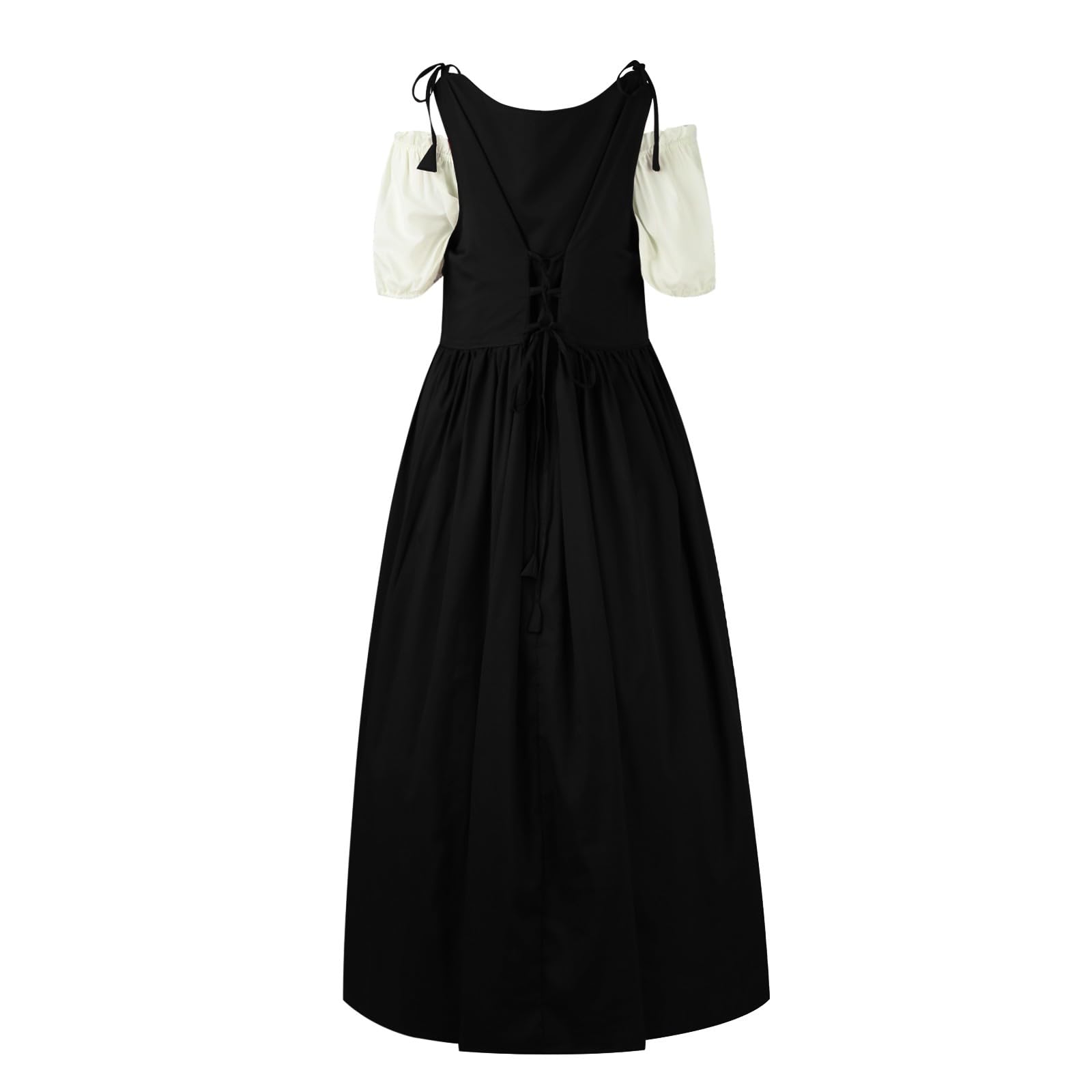Générique Robe Dirndl Longue Femme Corset Lacé à Lacet Double Jupe Multi-Couches, Tissu Fluide Ample pour Fêtes Oktoberfest Bavaroise Carnaval et Déguisements Traditionnels