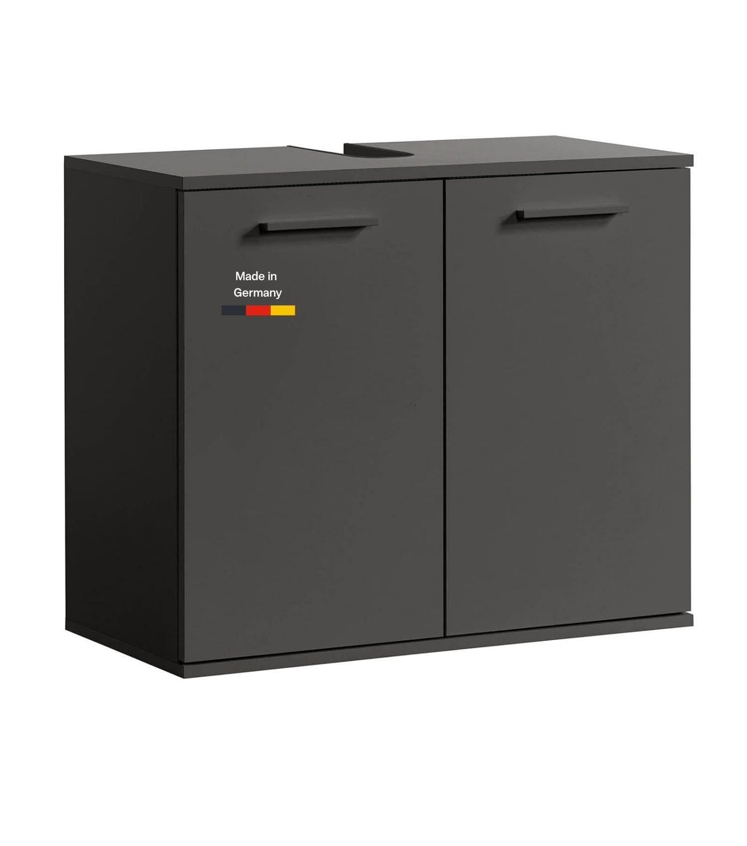 mokebo Waschbeckenunterschrank 'Der Waschbär' (60x70x34 cm) Made in Germany, Waschtischunterschrank, Unterschrank fürs Waschbecken, Badezimmerschrank & Badschrank aus Holz in Anthrazit Schwarz