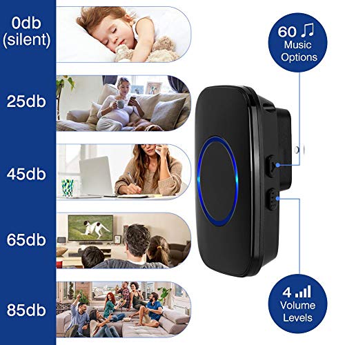 AUNMAS Campainha sem fio, kit de campainha de campainha de porta - 2 receptores de plugue e 1 bateri