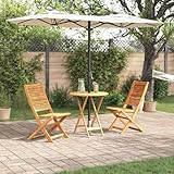 3er Set wetterfeste Holzm?Bel f¨¹r Garten und Terrasse, klappbar, rustikal, 70 x 70 x 75 cm