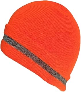 Ibluelover High Visibility Safety Beanie Winter Knit Cap with Reflective Stripe Unisex Warm Beanie for Outdoor Work Running