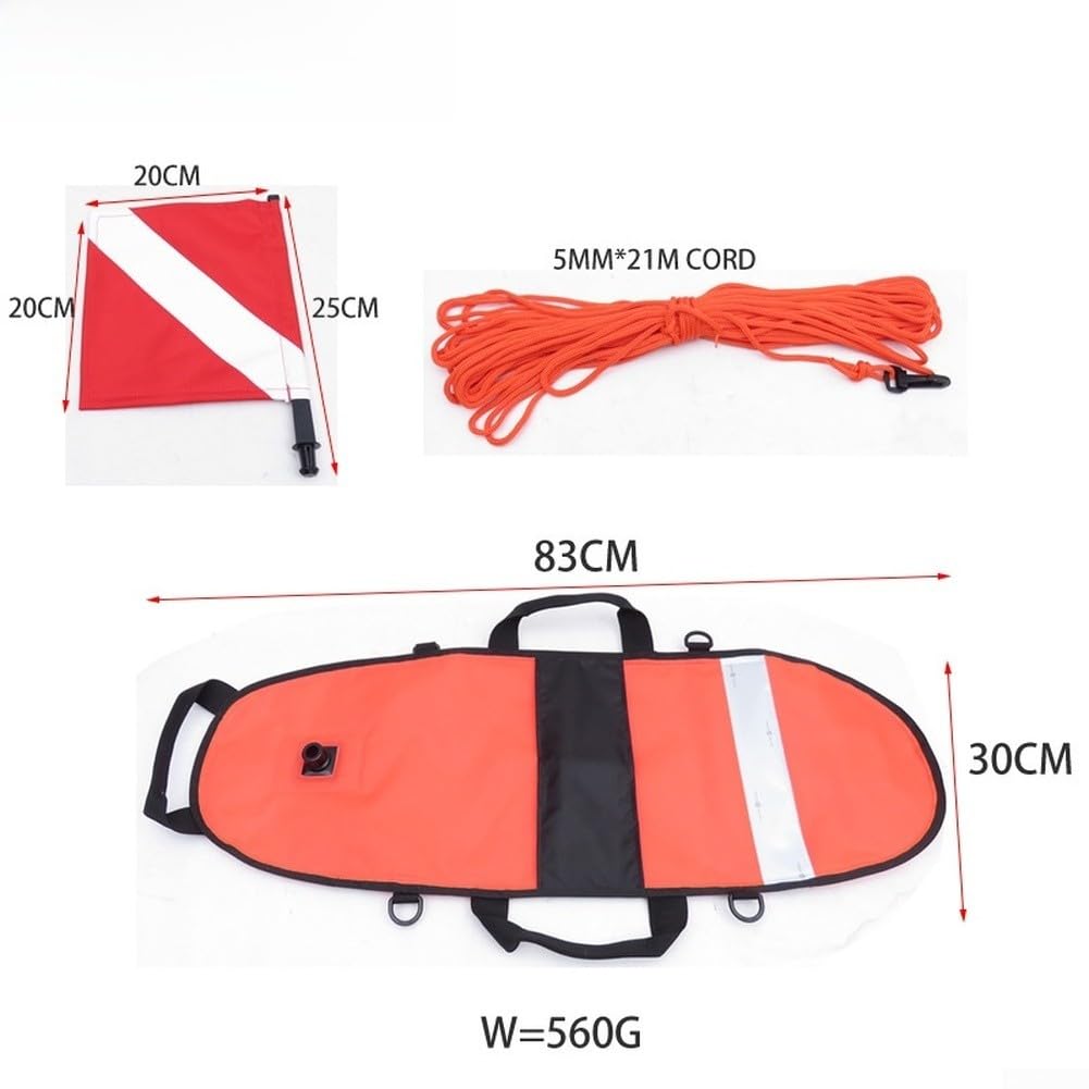 Boa da pesca per sport acquatici, per immersioni e caccia, con corda da 25 m e design riflettente di sicurezza (giallo fluorescente)