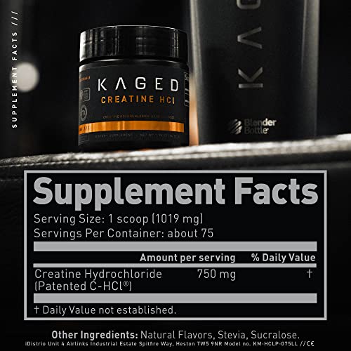 Kaged Muscle Creatine Hcl, Patented Creatine Powder, Highly Soluble Creatine Hydrochloride 750Mg, Lemon Lime, 75 Servings #TOP1