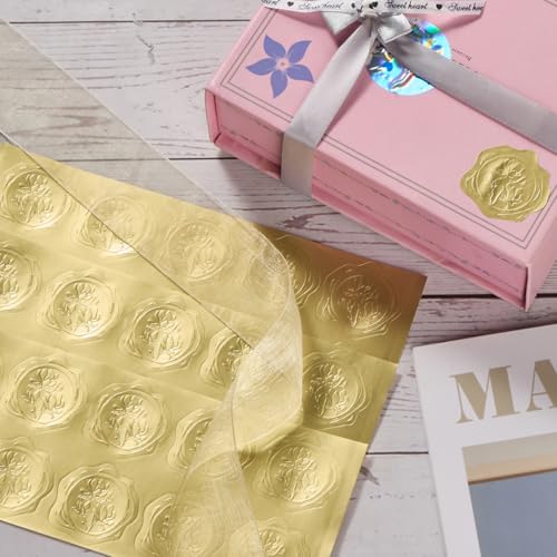 image for Homtable 300 Pieces Embossed Gold Foil Stickers Gold Stickers for Enve