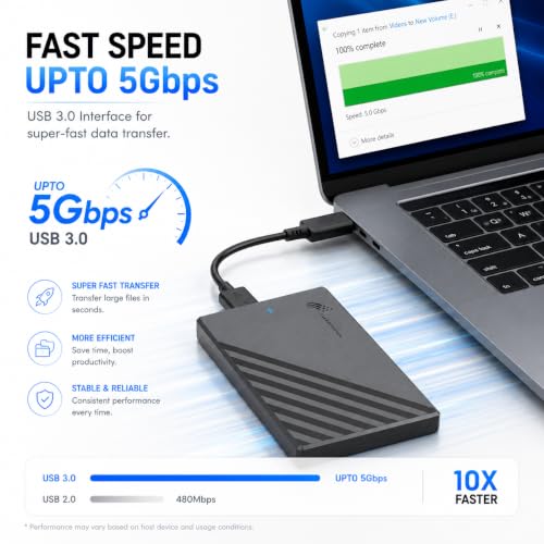 Image of External Hard Disk - Portable USB 3.0 HDD, High-Speed Data Transfer, Plug & Play, Compatible with Windows, Mac, Linux, PS5 | Slim & Shockproof, 1 Year Warranty (320.0, GB)