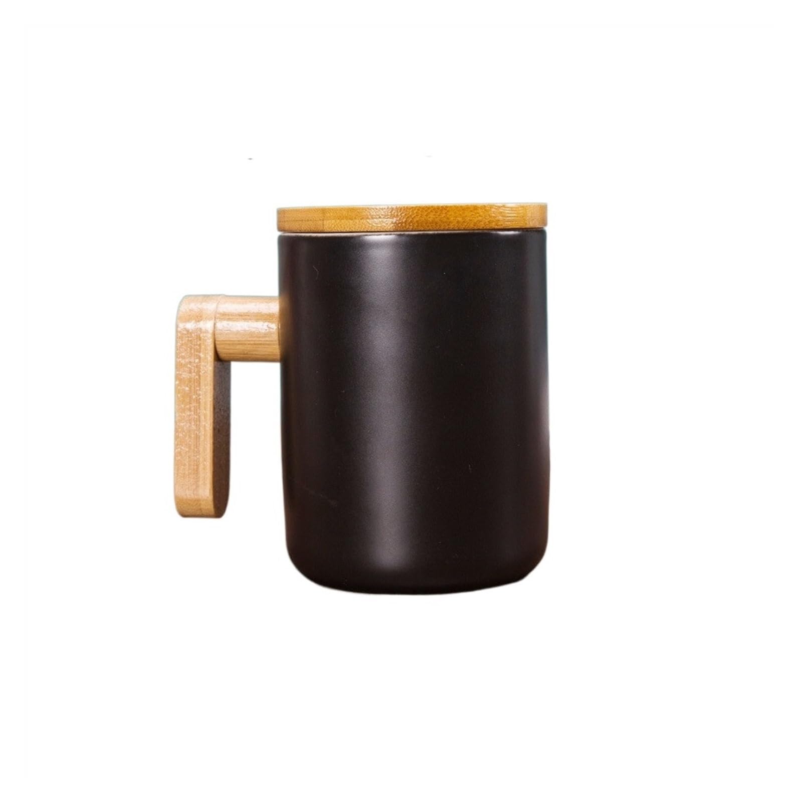 HARAY Tazas Tazas Tazas de café de cerámica Creativas de 380ml con asa y Tapa, Taza de café for el hogar y la Oficina, Taza de Agua Caliente Taza de café (Color : Negro)