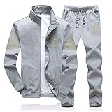 [Agree With] アグリーウィズ ジャージ スウェット 上下セット セットアップ カジュアル ジップアップ ストレッチ オシャレ スポーツ トレーニングパンツ サッカー サルエル シンプル フィットネス グレー ゴルフ ジョガー ジョガーパンツ ジム ウエストゴム ユニセックス ヨガ ランニング 柔らかい パジャマ ストレッチジャージ フォーマル バスケ メンズ (M タイプEグレー)