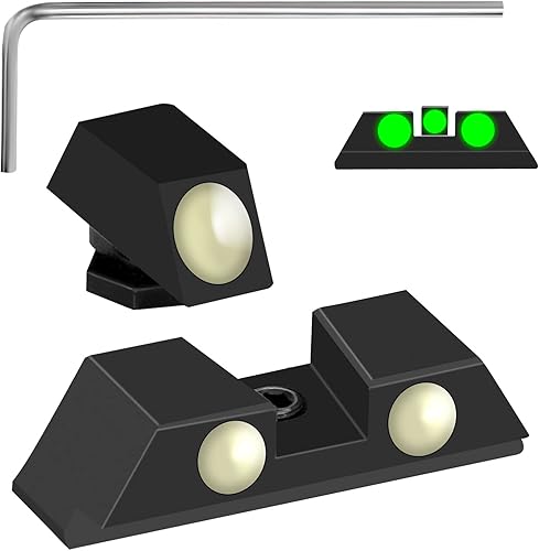 Miras nocturnas que brillan en la oscuridad de aleación de aluminio, mira delantera y trasera de 3 puntos para pistola Glock para Glock 17, 17L, 19,
